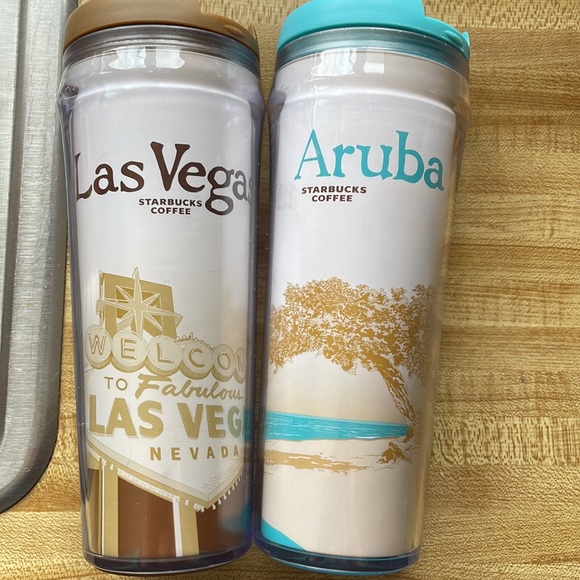 Starbucks travel tumblers 1 is Las Vegas Nevada and 1 is Aruba new without tags - Picture 2 of 6